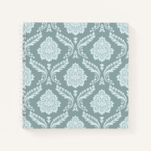 Carnet Canard Rococo Motif Damassé Œuf Bleu+Turquoise