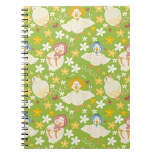 Carnet Canard vert mignon & motif sans couture de fleur d