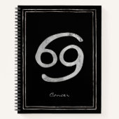 Carnet Cancer le crabe martelé argent stylisé astrologie (Devant)