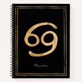 Carnet Cancer le crabe martelé or stylisé astrologie (Devant)