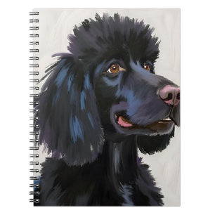 Carnet Caniche noir Peinture aquarelle de chien animal