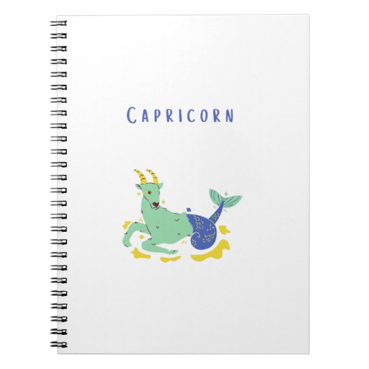 Carnet Capricorne blanc, zodiaque, impression d'étoiles (Devant)
