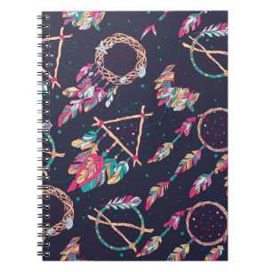 Carnet Capteurs de rêve : motif vintage sans soudure.