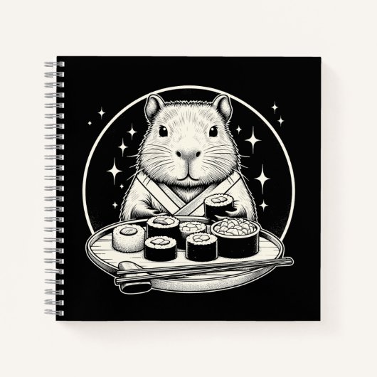 Carnet Capybara avec Sushi Cute Kawaii (Devant)