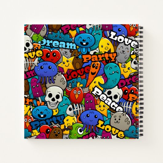Carnet Caractères graffitis colorés Motif (Dos)