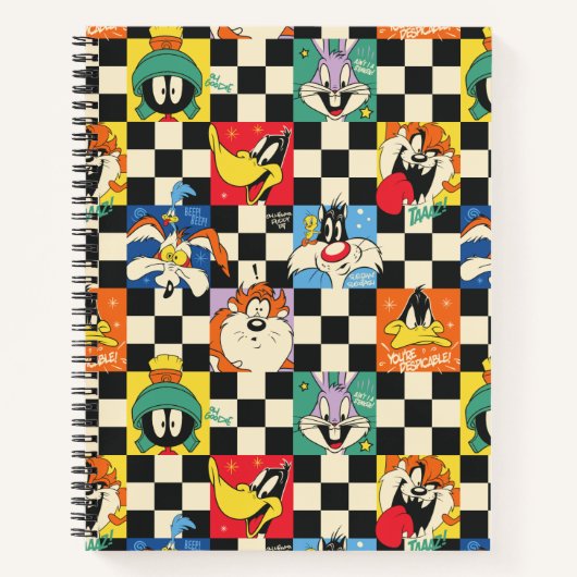 Carnet Caractères LOONEY TUNES™ sur Checker noir et blanc (Devant)