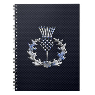 Carnet Carbone Fibre Print Silver Scottish Thistle