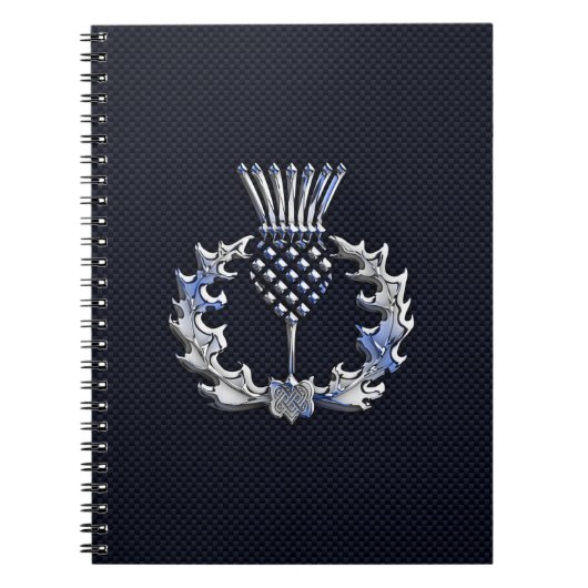 Carnet Carbone Fibre Print Silver Scottish Thistle (Devant)