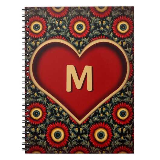Carnet cardiaque monogramme avec initial personnal (Devant)