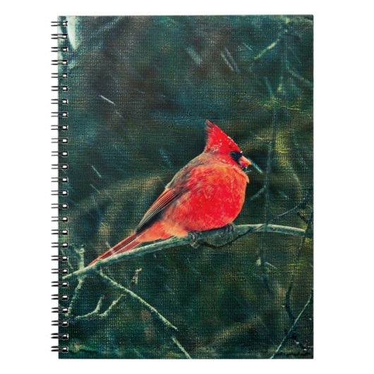 Carnet Cardinal d'hiver en tempête de neige - Amélioré (Devant)