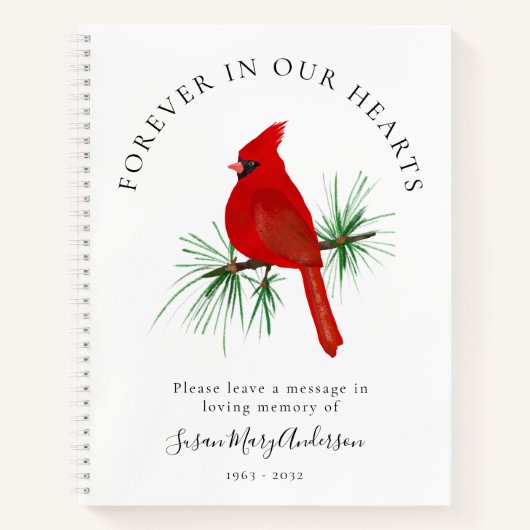 Carnet Cardinal Forever in Our Hearts Funeral Guest Book (Devant)