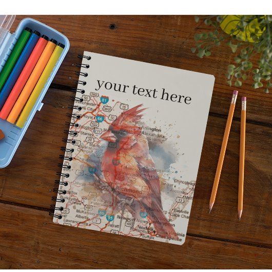 Carnet Cardinal on Virginia Road Map personnalisable
