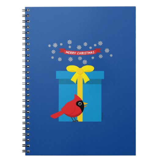 Carnet Cardinal Rouge Mignon Avec Cadeau Bleu (Devant)