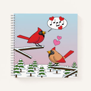 Carnet Cardinaux du Nord Rouge mignonne Amour Paysage hiv
