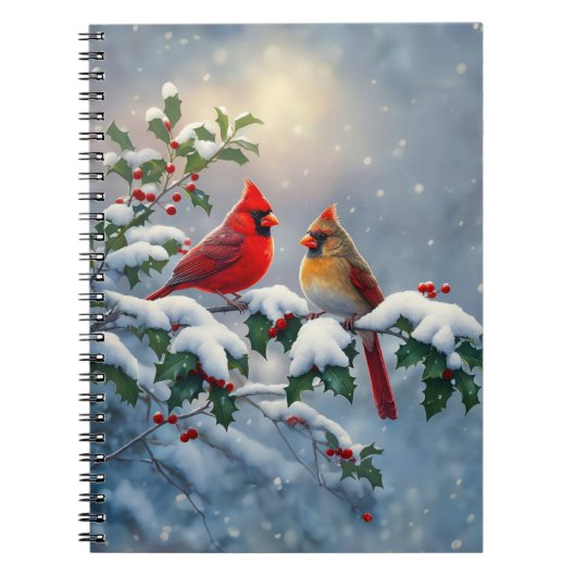 Carnet Cardinaux rouges et Holly en neige (Devant)