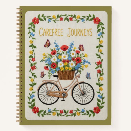 Carnet Carefree Journeys Embroidered Vintage Bicycle (Devant)