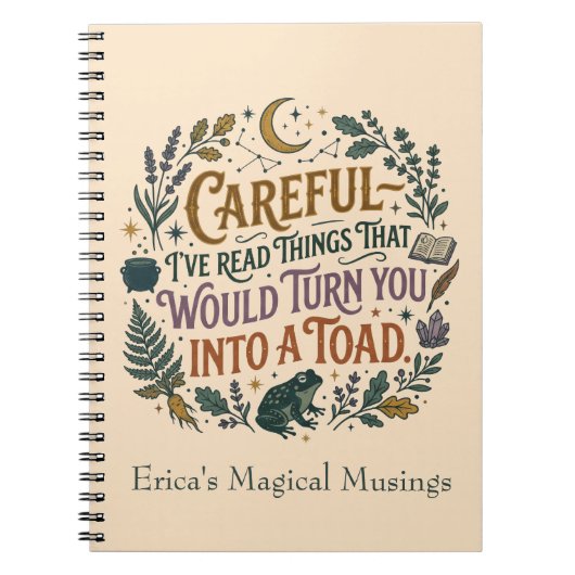 Carnet Careful I've Read Things Funny Book Witch Quote  (Devant)