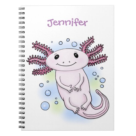 Carnet Caricature axolotl rose adorable (Devant)