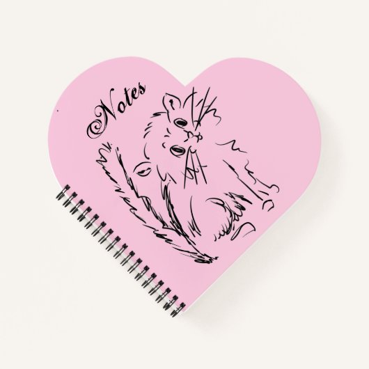 Carnet Caricature Cute Kitty Coeur rose En Forme Spirale (Devant)