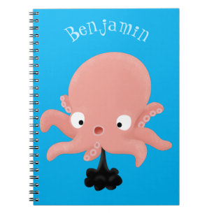 Carnet Caricature de bébé pieuvre rose mignonne humour