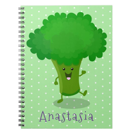 Carnet Caricature de brocoli dansant Cute kawaii (Devant)