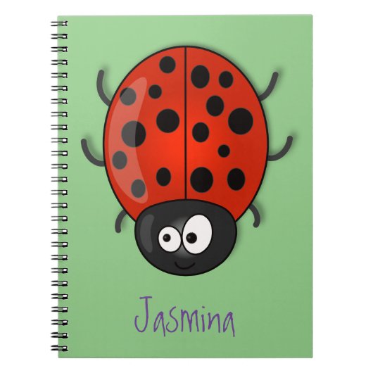 Carnet Caricature de coccinelle rouge joyeux (Devant)