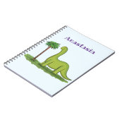 Carnet Caricature de dinosaure de brontosaurus vert migno (Côté gauche)