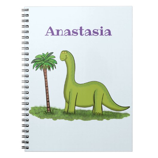 Carnet Caricature de dinosaure de brontosaurus vert migno (Devant)