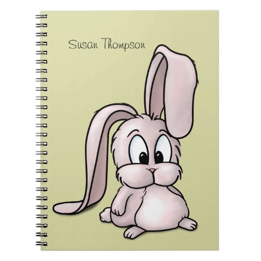 Carnet Caricature de lapin rose mignon (Devant)
