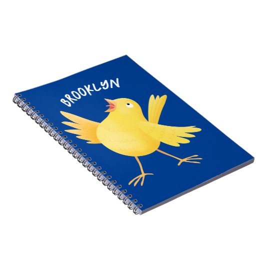 Carnet Caricature d'oiseau canari jaune chantant mignon (Côté Droit)
