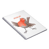 Carnet Caricature d'oiseau rouge chantant mignon (Côté Droit)