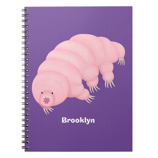 Carnet Caricature d'ours d'eau tardigrade rose mignon (Devant)
