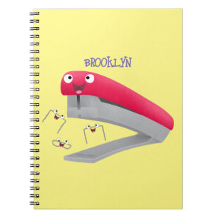 Carnet Caricature en agrafeuse rouge pâle