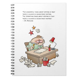 Carnet Caricature en bloc de l'écrivain avec une drôle 