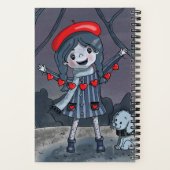 Carnet Caricature Girl avec Red Heart Garland Sketchbook (Verso)