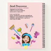 Carnet Caricature Janitoriale Rose violet Maid mignonne (Dos)