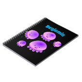 Carnet Caricature kawaii de méduse violette rose mou (Côté gauche)