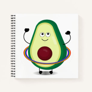 Carnet Caricature mignon Avocado Hula Hoop Spiral