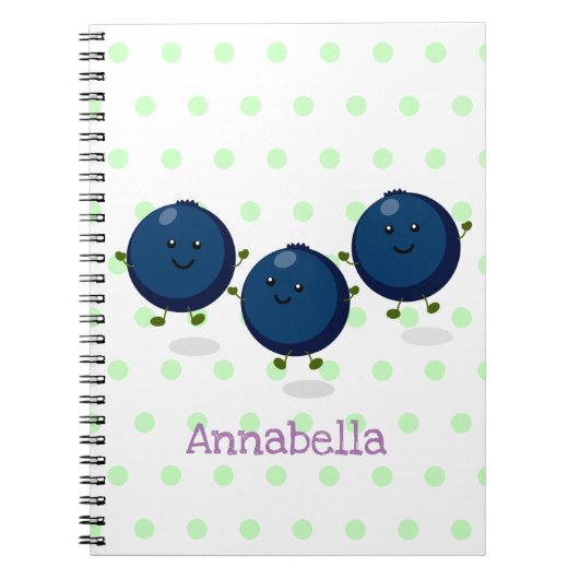 Carnet Caricature mignonne de bleuets violets (Devant)