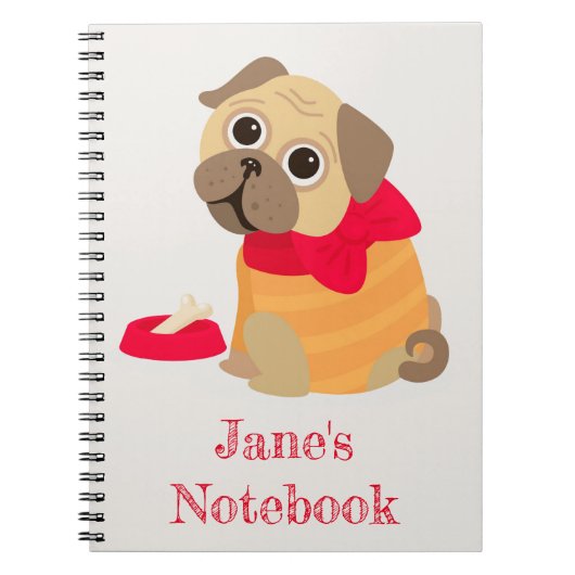 Carnet Carlin chien mignon nom personnalisé (Devant)