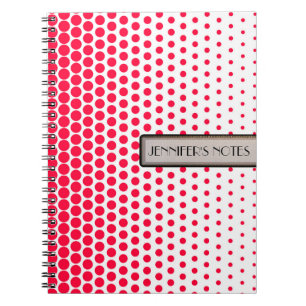 Carnet Carmine Rouge Polka Point Élégant Blanc Moderne