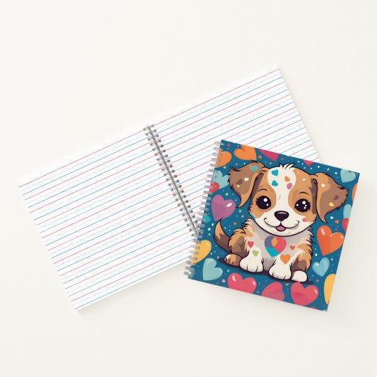 Carnet "carnet chien mignon avec le coeur dans l'arrière (Intérieur)