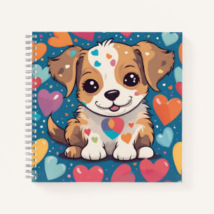 Carnet "carnet chien mignon avec le coeur dans l'arrière 