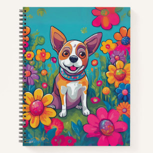 Carnet "Carnet de chien mignon avec Rose - Design unique"