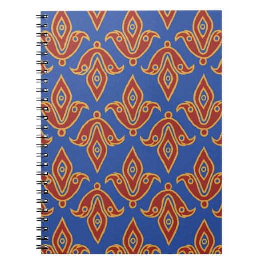 Carnet Carnet, Rouge, Bleu, Or Fleur de Lys Motif (Devant)