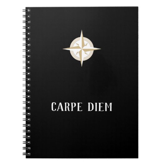 Carnet Carpe Diem sur Black avec Gold White Compass (Devant)