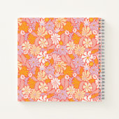 Carnet carré à spirale avec couverture florale rét (Dos)