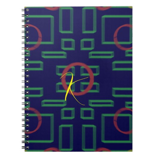 Carnet Carré bleu géométrique (Devant)