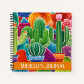 Carnet Carré Cactus Pointés Abstrait Avec Couverture Text (Devant)