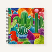 Carnet Carré de cactus à pointes Abstraits (Devant)